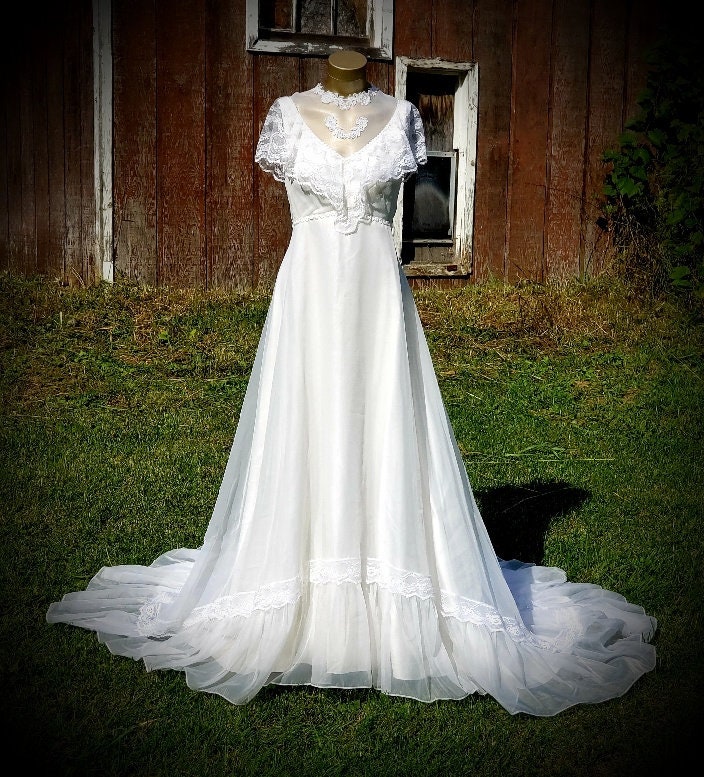 Pretty And Frilly Outdoor Wedding Vintage Jcpenney Wedding Gown