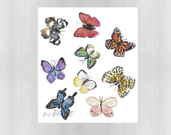 Butterfly Watercolor 8x10 Print / Lacy Llama Crafts / Lacy Llama / Flutter / Species / Fly / Watercolor Art