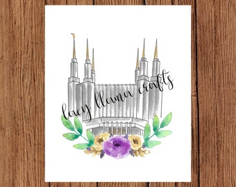 Washington DC MD LDS Temple Watercolor Print / Temple Art / Temple Watercolor / lds temple / Lacy Llama Crafts