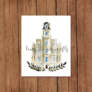 Manti, UT Temple Watercolor Print / temple watercolor / temple art / lds temple / lacy llama crafts