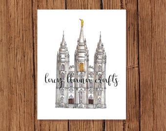 Salt Lake City Utah Temple Print 8x10