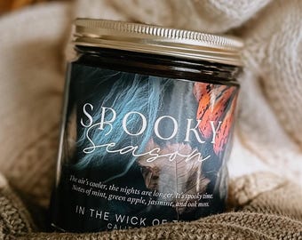 Spooky Season Fall Candle - Crisp Mint and Green Apple Soy Scented Home Decor