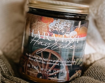 Harvest Hayride Fall Candle - Balsam and Cedarwood Autumn Soy Scented Decor