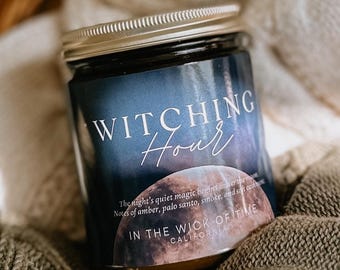 Witching Hour Fall Candle - Palo Santo and Amber Gothic Soy Scented Halloween Decor