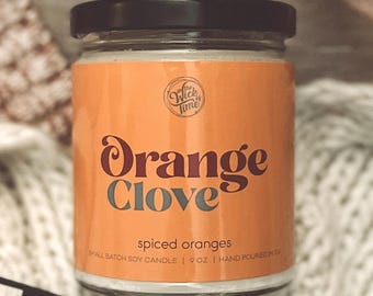 Orange clou de girofle | Bougie de soja végétalienne parfumée | Cadeau mère fille, Cadeau des fêtes pour elle, Cadeau fangirl, Cadeau livresques |