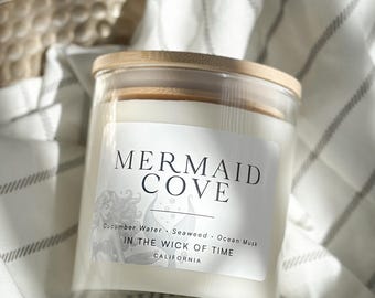 Mermaid Cove Candle, Spa Ocean Fantasy Candle, Coastal Bookish Decor, Sea Inspired Soy Candle, Beach House Scent, Mermaidcore Gift, 10 oz