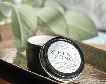 Siren’s Song Candle 4 oz, Warm Sea Scented Mini Candle, Bookish Ocean Candle, Coconut Vanilla Coastal Fantasy Decor, Mermaidcore Home Gift