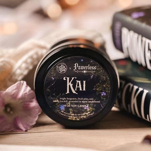 Kai Soy Bookish Candle, Powerless by Lauren Roberts - Book Boyfriend, Eco-Friendly Literary Candle for Book Lovers & Gifts 4 oz