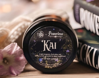 Kai Soy Bookish Candle, Powerless by Lauren Roberts - Book Boyfriend, Eco-Friendly Literary Candle for Book Lovers & Gifts 4 oz