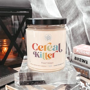 Cereal Killer, Summerween, Halloween Candle, Fruit Loops, True Crime Gift, Fun Halloween Novelty Scent, Bookish Thriller Decor