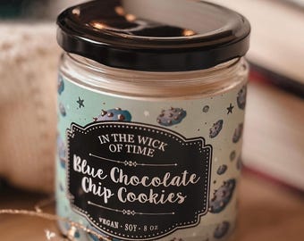 Bougie de soja bleue aux pépites de chocolat - Décoration livresque - Bougie parfumée mythologie