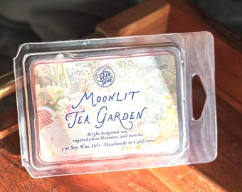 Moonlit Tea Garden Wax Melt - Bookish Scents for Bookshelf Decor, Unique Gift for Readers & Book Lovers
