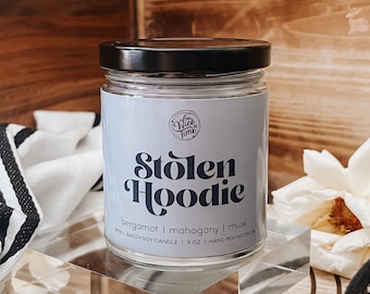 Stolen Hoodie | Scented Soy Candle | Fall, Autumn, Bookworm Gift, Bookstore |