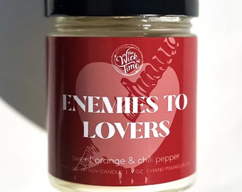 Enemies to Lovers, 9 OZ Scented Soy Candle, Bookish Trope Literary Gift for Her, Book Lover Birthday Gift, Romance Reader, Spa Self Care Day