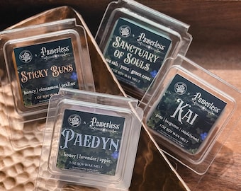 Powerless de Lauren Roberts, set de muestras de cera aromática, Kai Azer, Paedyn, Sticky Buns, Sanctuary of Souls, Bookish Merch, regalo único para amantes de los libros