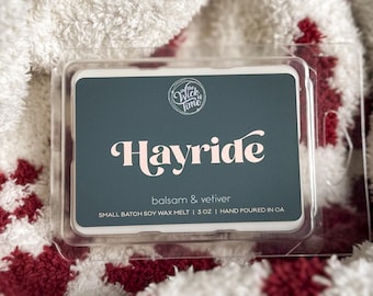 Pastillas de cera aromáticas Hayride - Bálsamo y vetiver terroso, madera de cedro, tartaletas de soja para actividades otoñales