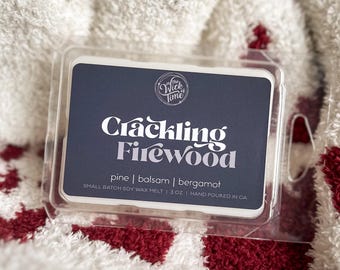 Pastillas de cera con aroma a leña crepitante - Pino perenne y sándalo ahumado, pastillas de soja de otoño para la temporada fría