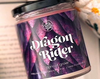 Jinete de dragón, vela de libros, decoración de estanterías, aromas para rincones de lectura