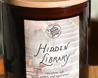 ヒドゥンライブラリーキャンドル 10オンス 本の香り 図書館の読書コーナー装飾 心地よいファンタジー風本好きのソイキャンドル 読書家への手作りギフト