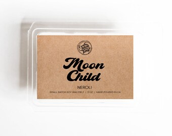 Moon Child Wax Melt Scented Vegan Soy Candle, Spa Alone Time, Bohemian Decor, Astrological Gift, Best Friend Goddess Present, Yoga Mat Time