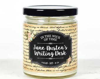 Jane Austen's Writing Desk | Jane Austen Scented Vegan Soy Candle | Pride and Prejudice Gift, Booktok Gift, Classic Fiction Lover Gift |