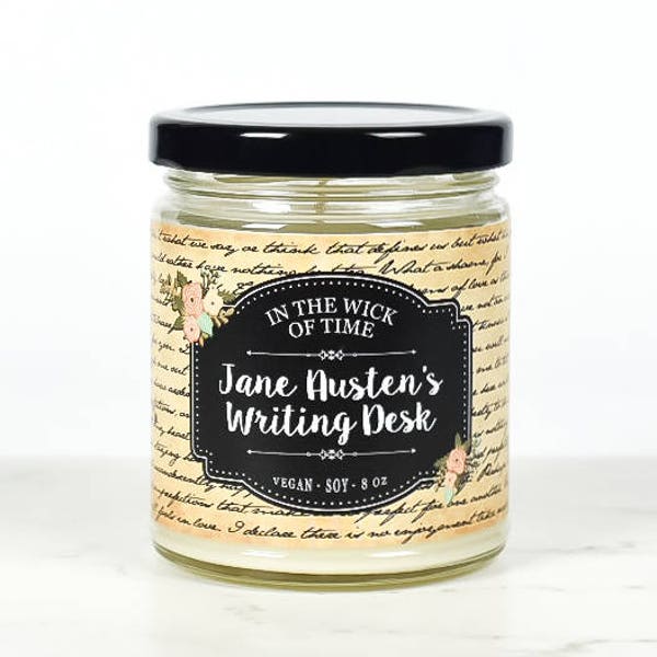 Jane Austen's Writing Desk | Jane Austen Scented Vegan Soy Candle | Pride and Prejudice Gift, Booktok Gift, Classic Fiction Lover Gift |