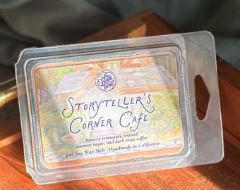 Storyteller’s Corner Cafe Wax Melt - Bookish Scents for Bookshelf Decor, Unique Gift for Readers & Book Lovers