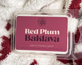 Red Plum Baklava Wax Melt - Warm Honeyed Phyllo & Flaky Walnut Bakery Soy Tarts