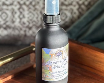 Storyteller’s Corner Cafe, Coffee and Coconut Croissant Scent, Cozy Fantasy Coffee Shop Bookish Room Spray, Plant Based Linen Spray, 4 Ounce
