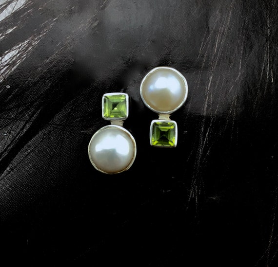 925 Sterling Silver Natural Square Iolite Prong-Setting Nouveau Boucles d/'oreilles 0.6/"