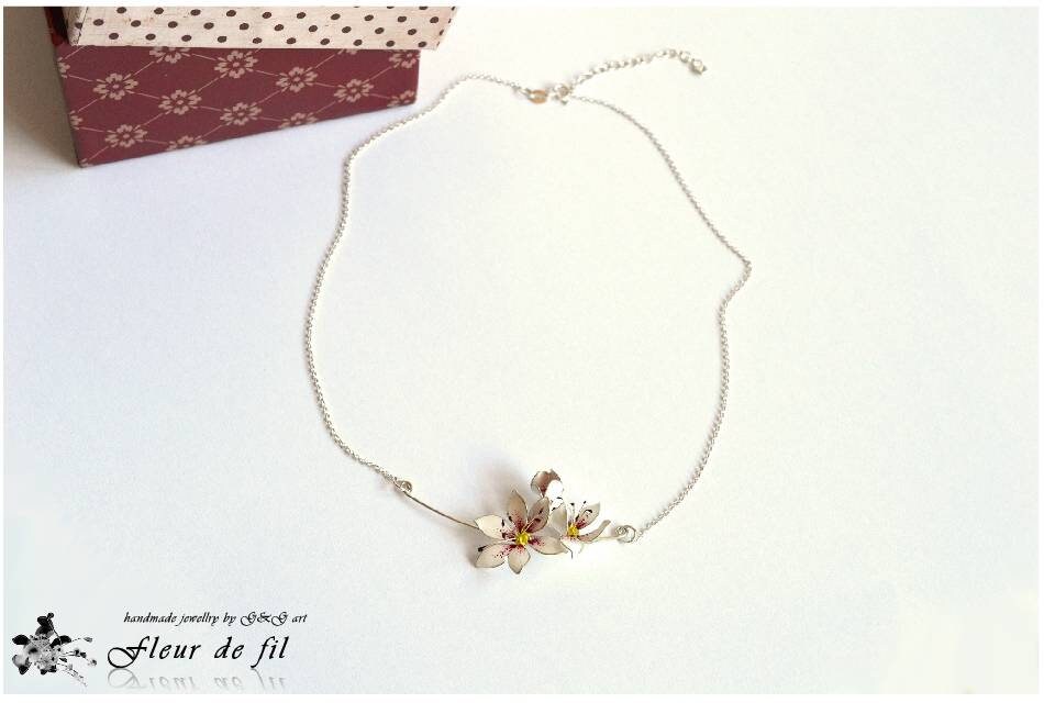 Lilium Necklace. Handmade Necklace. Necklace With White