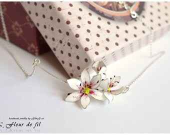 Lilium Necklace. Handmade Necklace. Necklace With White