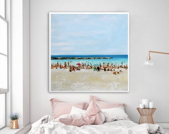 Beach Painting Large Oil Painting On Canvas Original Painting Abstract Beach Art Ocean Painting People Sea Beach Scene Seascape Wall Art