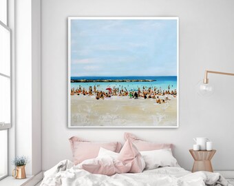 Beach Painting Large Oil Painting On Canvas Original Painting Abstract Beach Art Ocean Painting People Sea Beach Scene Seascape Wall Art