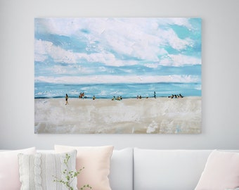 Abstract Beach Oil Painting On Canvas, Sea Shore Painting, Beach, Sea, Ocean Original Oil Painting Artwork, Beautiful Landscape Paintings