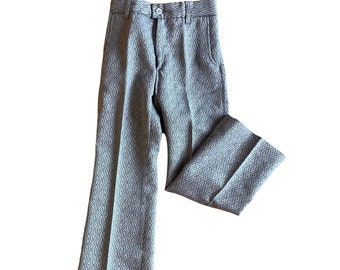 French Vintage 70's Grey  Flare Tapered Trousers / 5-6Yrs