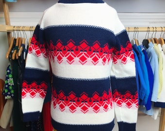 1960's Children's Blue / Red  Ski Jumper 5-6Y