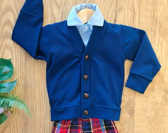 1970's Navy Blue Baby / Toddler Cardigan 5-6Y