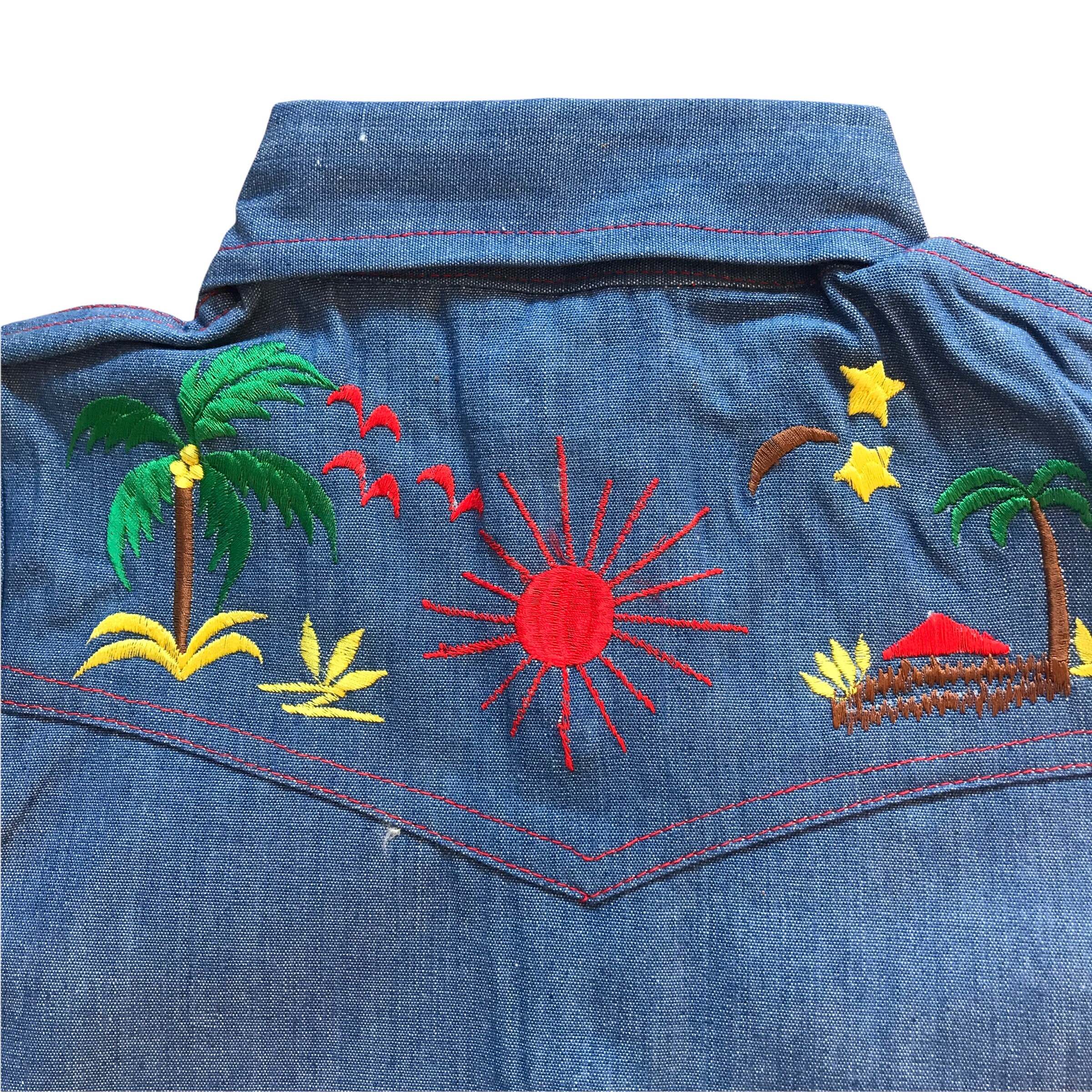 Vintage 1960s Embroidered Denim Shirt / 6-8Y - Etsy Vintage 1960s Embroidered Denim Shirt / 6-8Y - Etsy