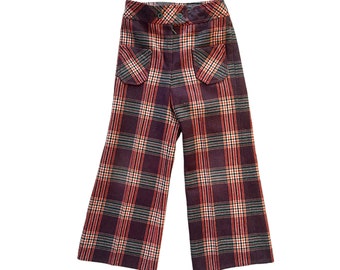 1960's  Brown / Red Plaid Trousers / 4-5Y