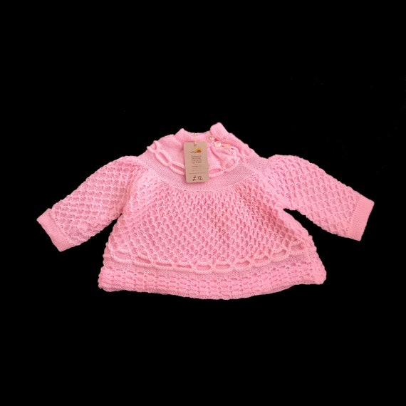 Vintage 70's Pink Knitted Textured Jumper NOS New… - image 2