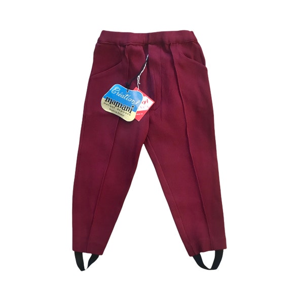 Vintage 1960's Dark Red Stirrup Pants / 2-3Y - image 1