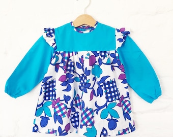 Vintage 70's Blue Psych Dress British Stock 18-24 Months