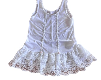 1960's White Nylon Frilled Petticoat Dress  / 18-24 Months