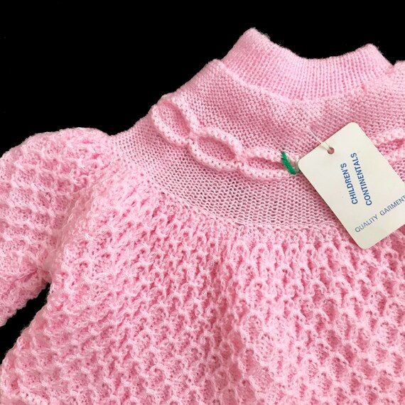 Vintage 70's Pink Knitted Textured Jumper NOS New… - image 3