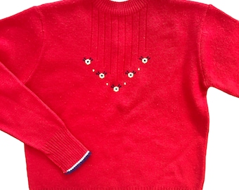 Vintage 1970's  Red Jumper / 8-10Y