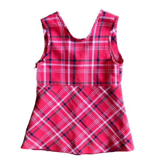 Vintage 70's Red Check Pinafore Dress 18-24 Months Australia