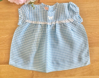 60's Light Blue Textured Dress British Made 6-9 Months