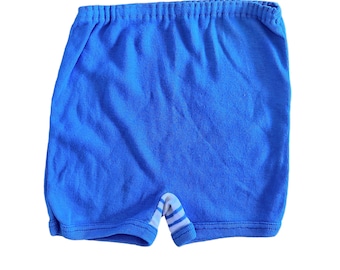 Vintage 70's  Blue / Cotton Shorts  / Pants / Underwear 0-6M