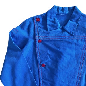 French Vintage 1960's Blue Workwear Shirt / 5-6 Years image 2
